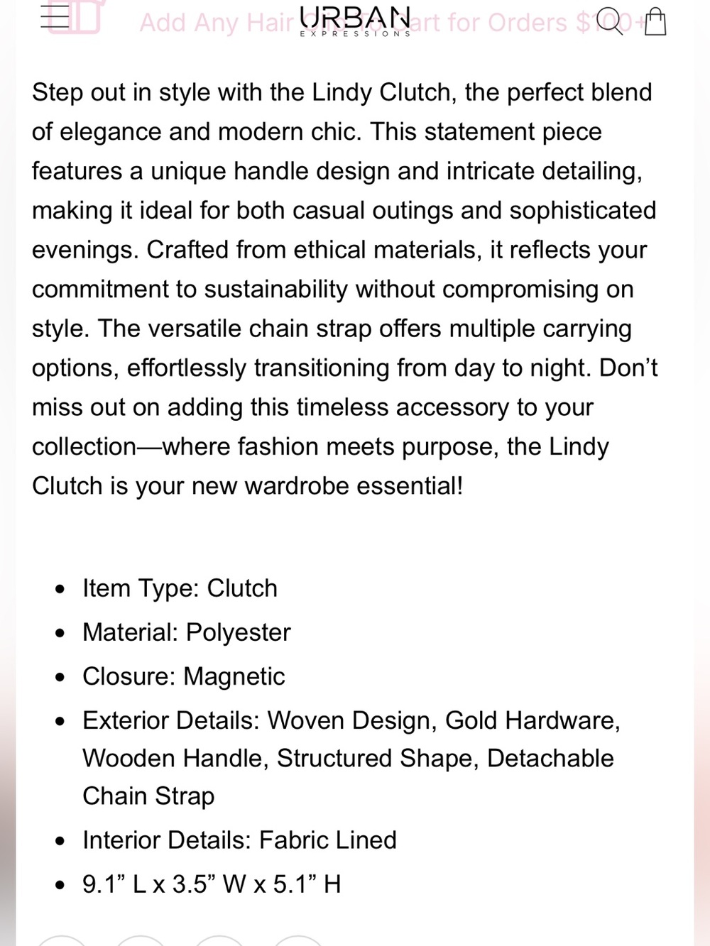 NWT Urban Expressions Lindy Cluch by Sara Campbell - Picture 5 of 10